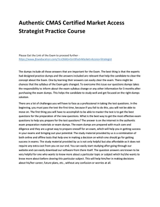 authentic cmas certified market access strategist