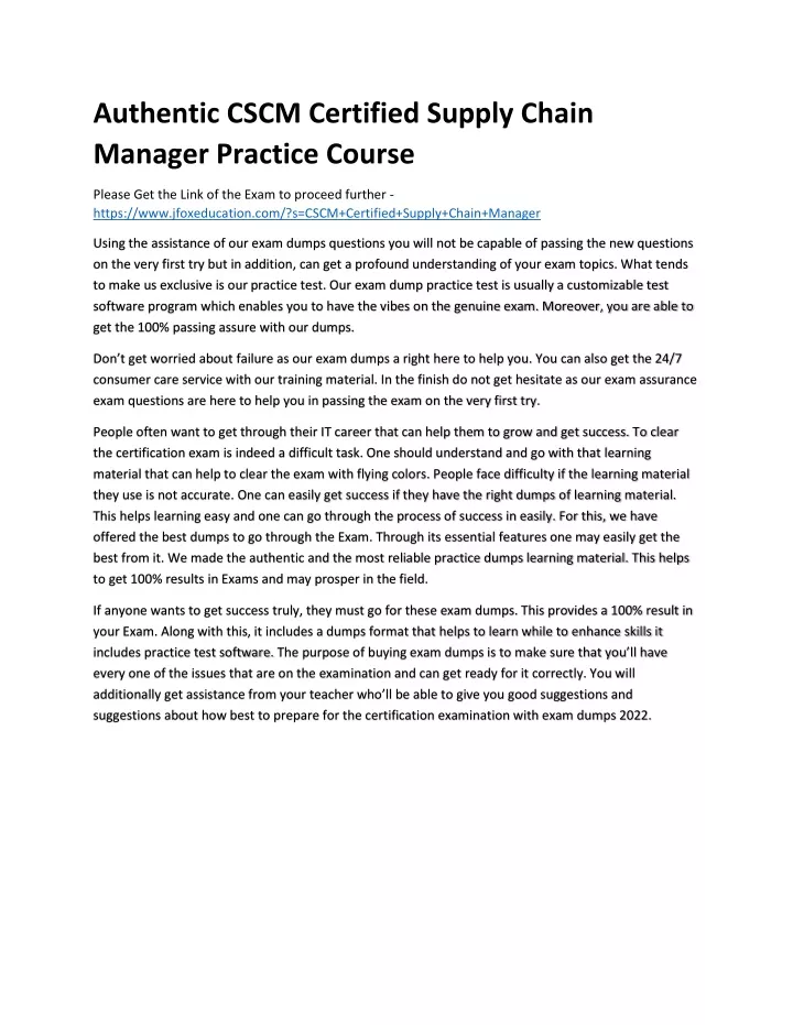 authentic cscm certified supply chain manager