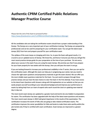 authentic cprm certified public relations manager