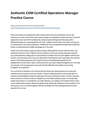 authentic com certified operations manager