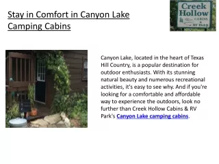 Stay in Comfort in Canyon Lake Camping Cabins