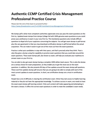 authentic ccmp certified crisis management