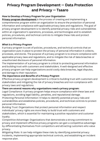 privacy program development data protection