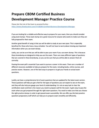 prepare cbdm certified business development