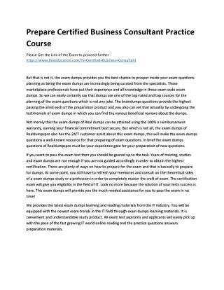 prepare certified business consultant practice