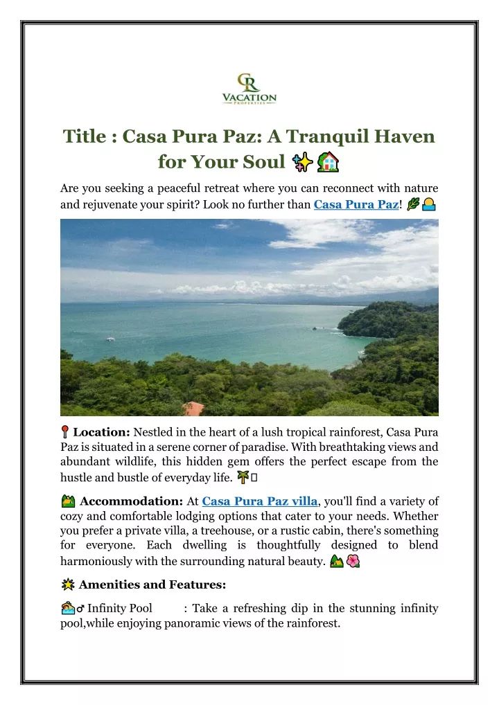 title casa pura paz a tranquil haven for your soul