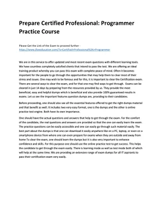 prepare certified professional programmer