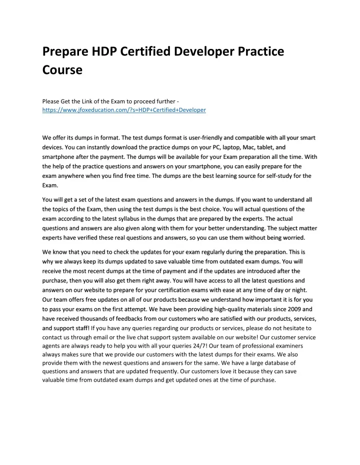 prepare hdp certified developer practice course