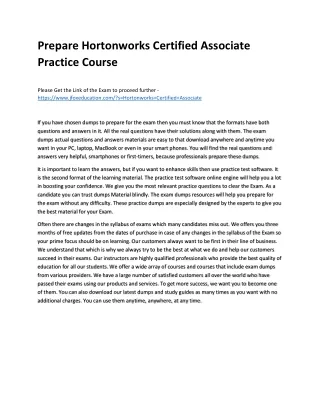 prepare hortonworks certified associate practice