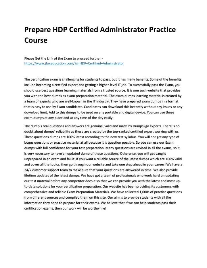 prepare hdp certified administrator practice