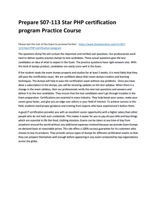 prepare s07 113 star php certification program