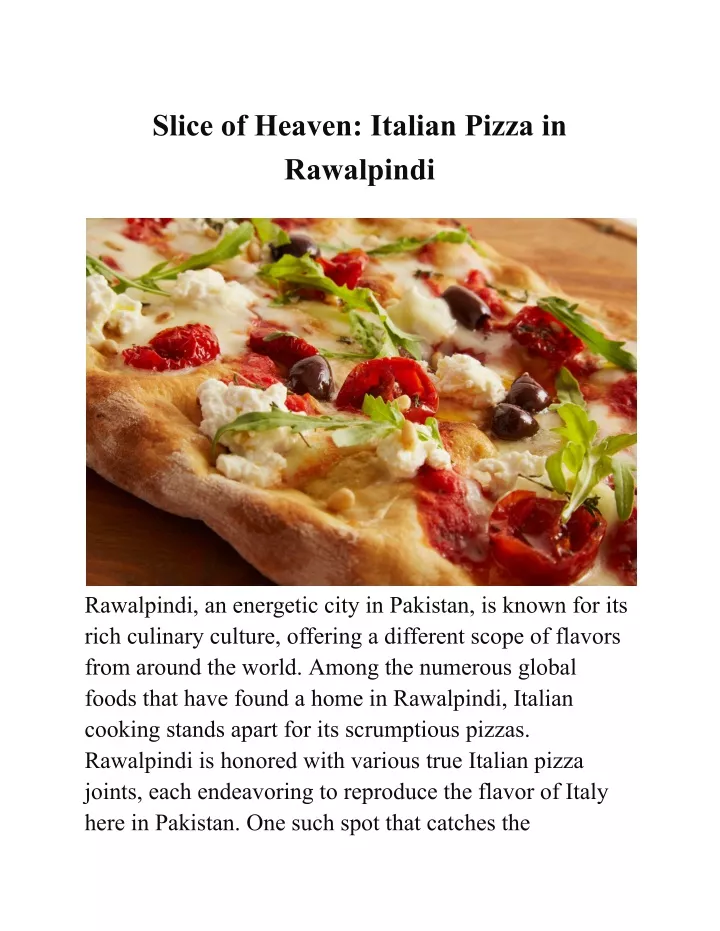 slice of heaven italian pizza in rawalpindi