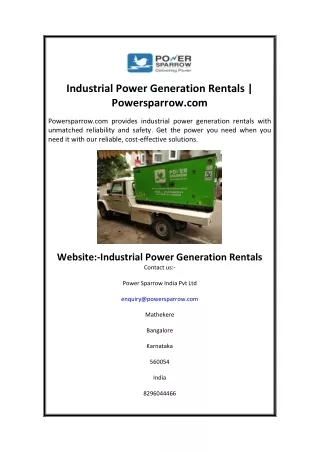 industrial power generation rentals powersparrow