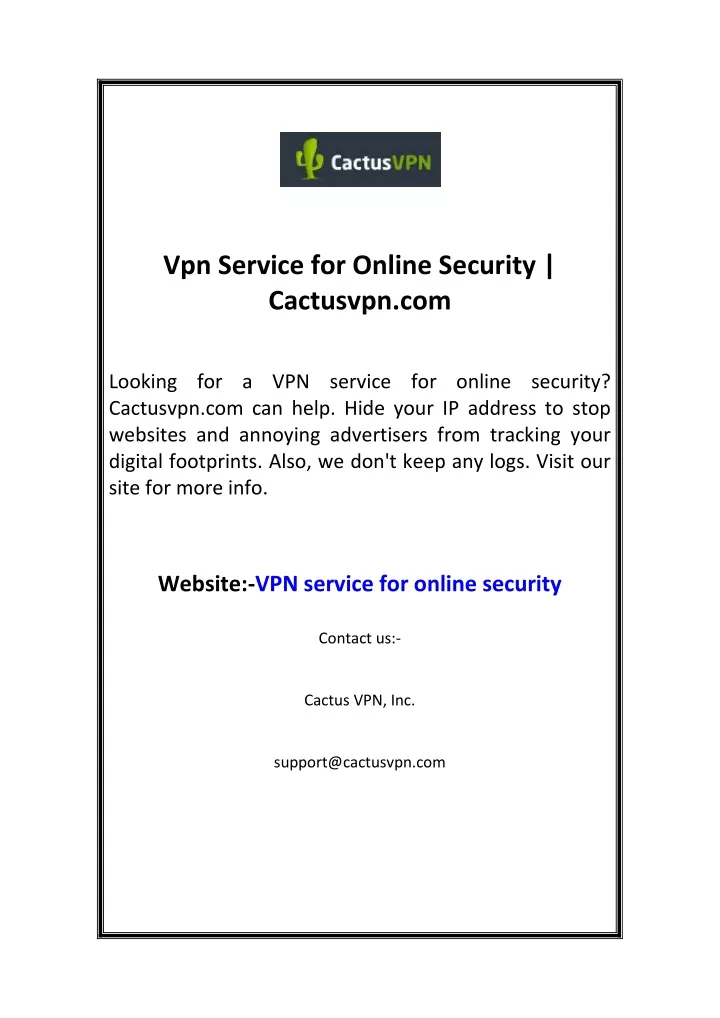 vpn service for online security cactusvpn com