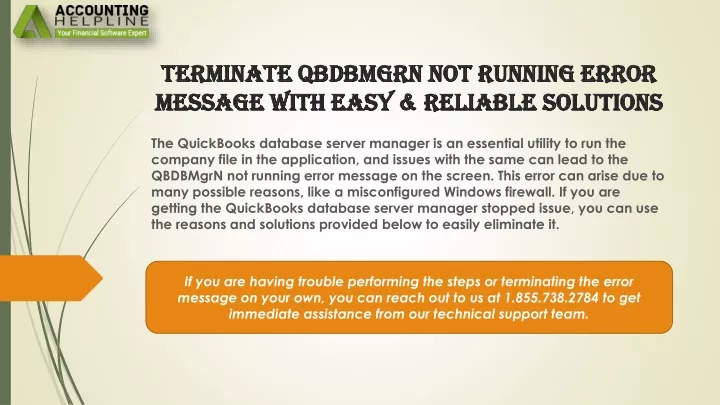 terminate qbdbmgrn not running error message with easy reliable solutions