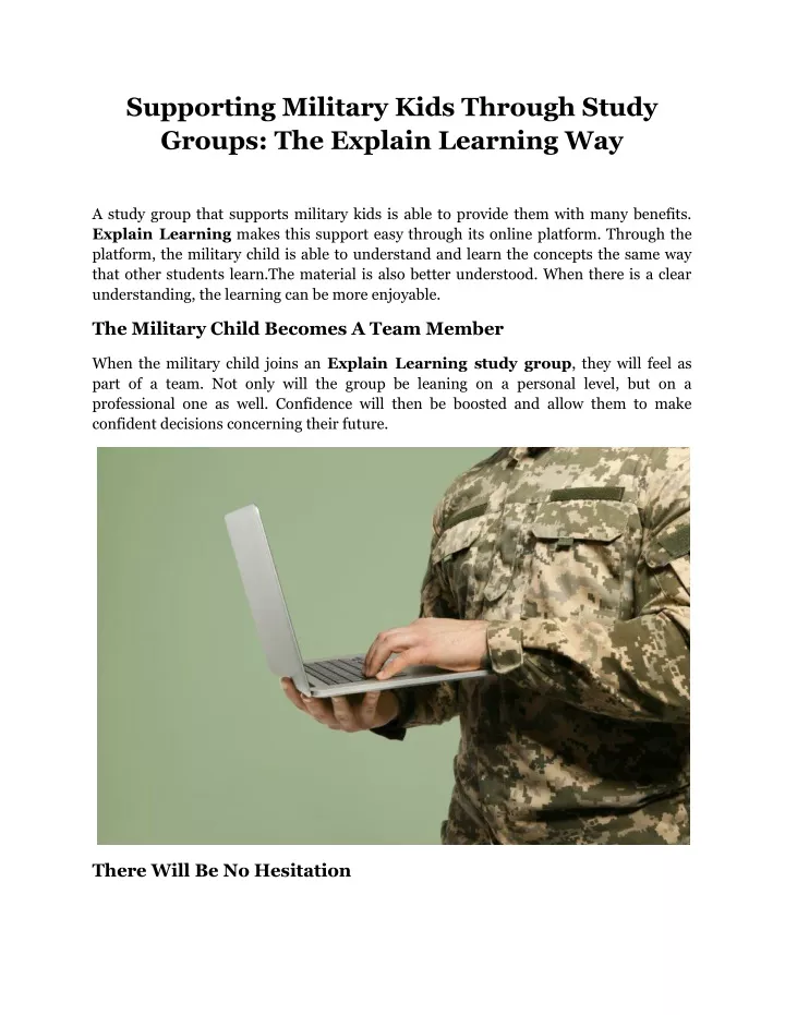 supporting military kids through study groups