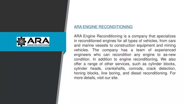 ara engine reconditioning ara engine