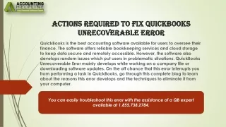 actions required to fix quickbooks unrecoverable error