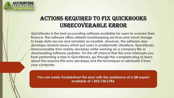actions required to fix quickbooks unrecoverable error