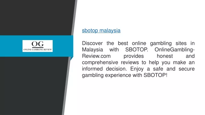 sbotop malaysia discover the best online gambling