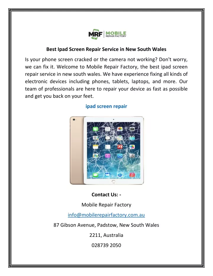 best ipad screen repair service in new south wales