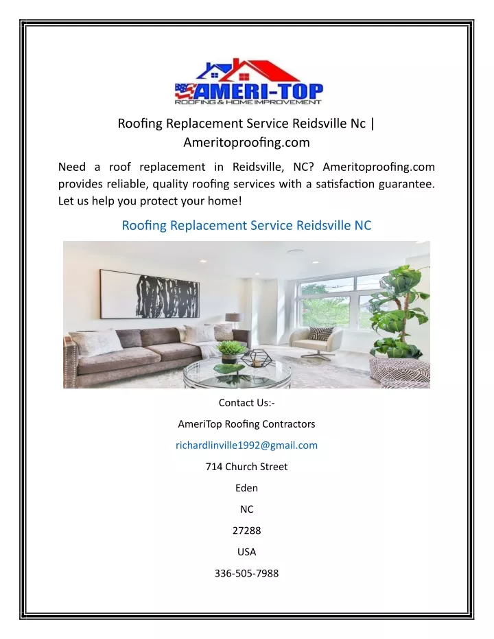 roofing replacement service reidsville