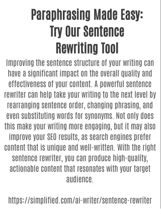 Perfect Your Writing Style with Our Sentence Rewriting Service