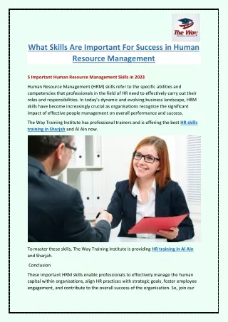 what skills are important for success in human