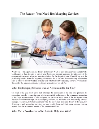 the reason you need bookkeeping services