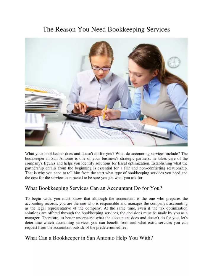 the reason you need bookkeeping services