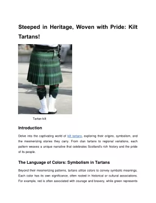 Steeped in Heritage with Kilt tartans