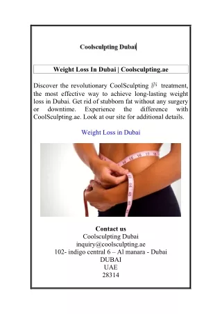 Weight Loss In Dubai  Coolsculpting.ae