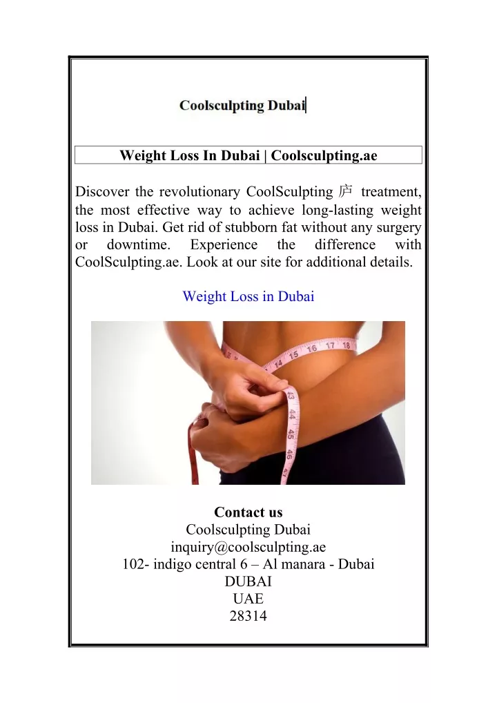 weight loss in dubai coolsculpting ae