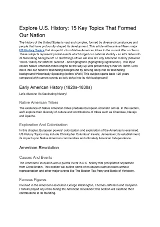 Explore U.S. History: 15 Key Topics That Formed Our Nation