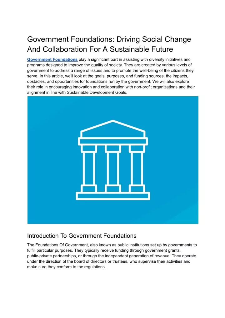government foundations driving social change