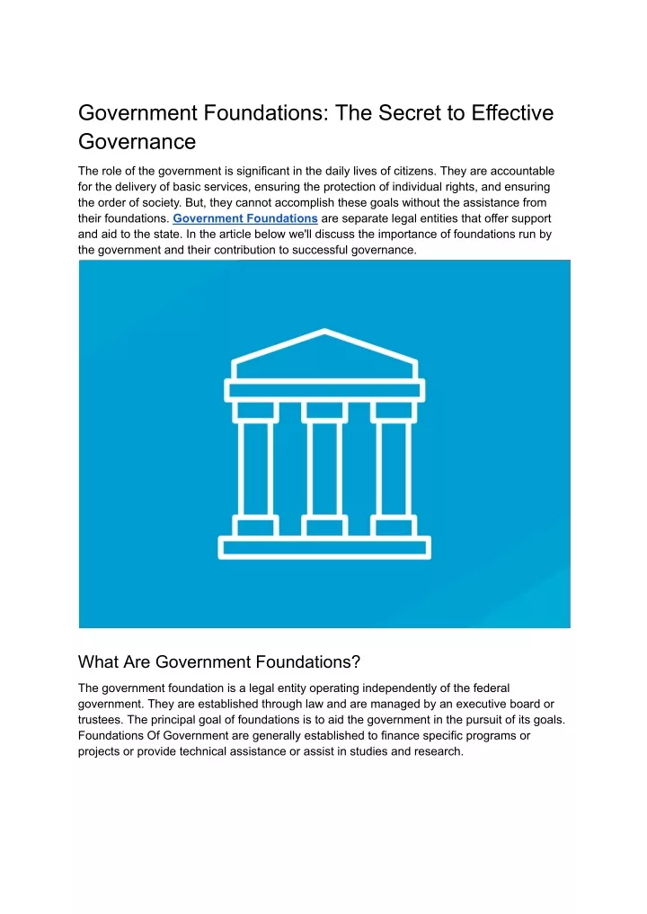 government foundations the secret to effective