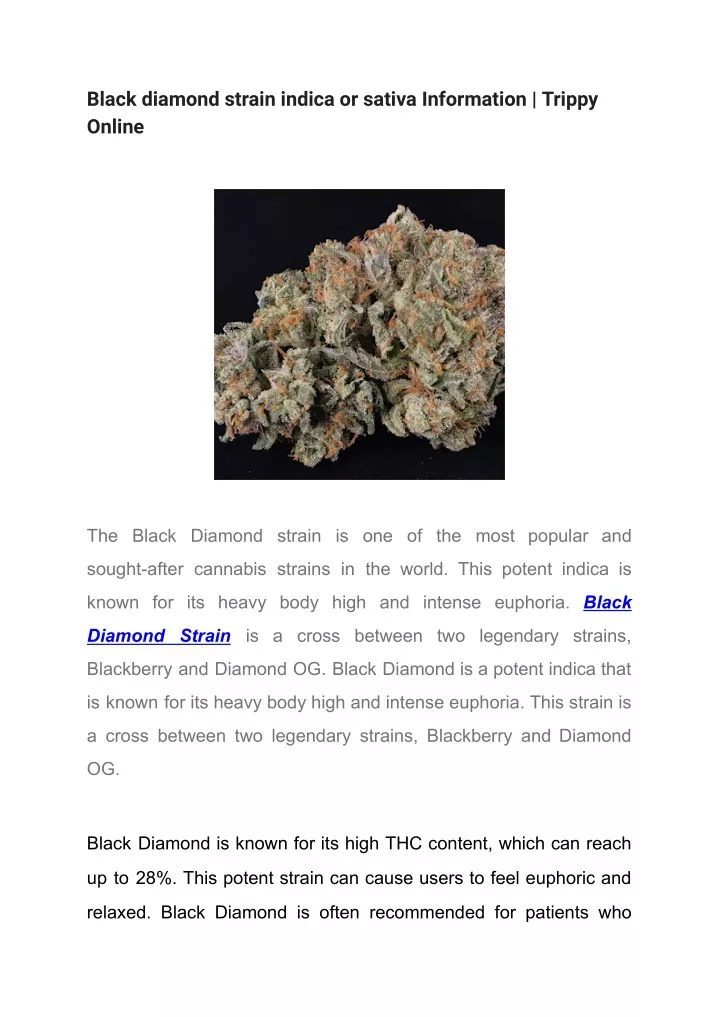 black diamond strain indica or sativa information