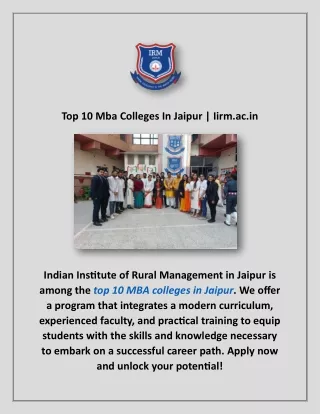 top 10 mba colleges in jaipur iirm ac in