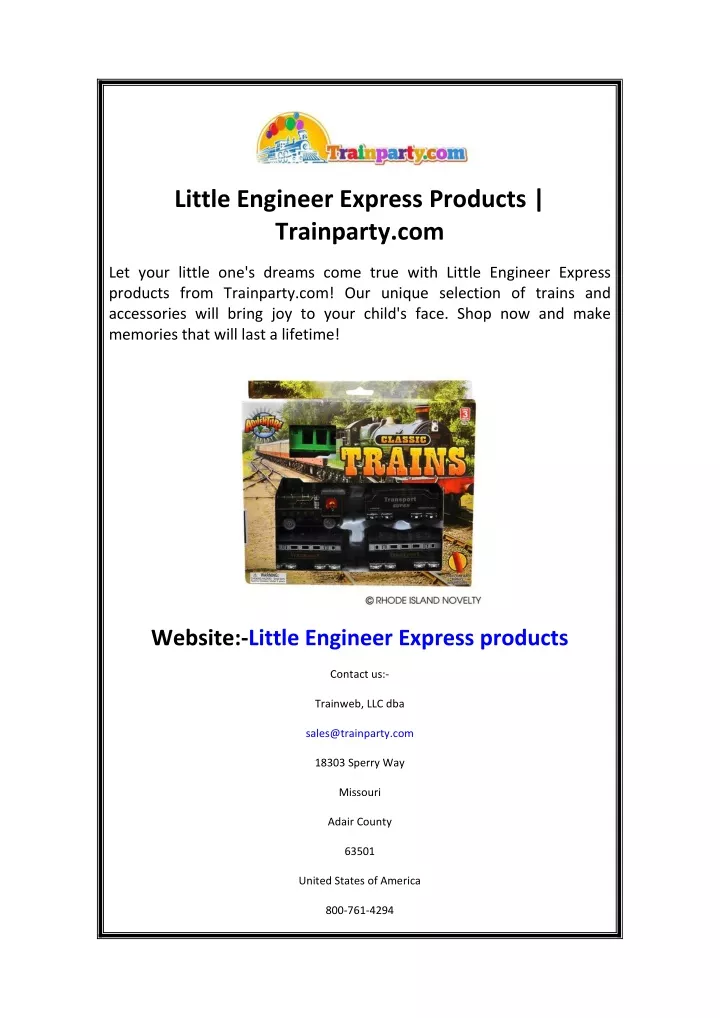 little engineer express products trainparty com