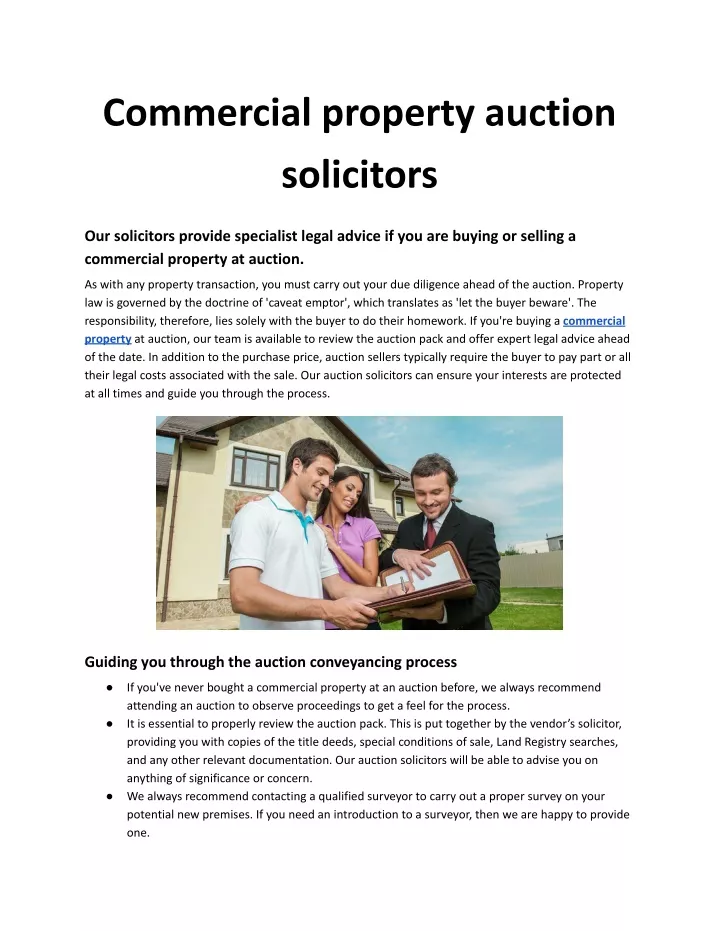 commercial property auction solicitors