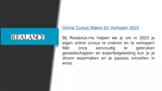 Maken en verkopen van online cursus 2023 Realance.me