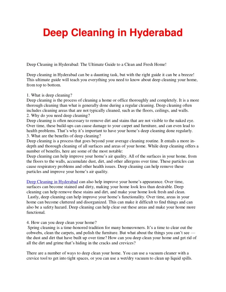 deep cleaning in hyderabad