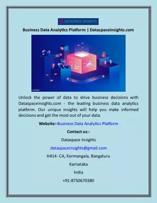 Business Data Analytics Platform  Dataspaceinsights
