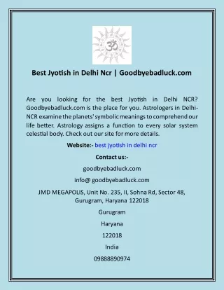 Best Jyotish in Delhi Ncr  Goodbyebadluck