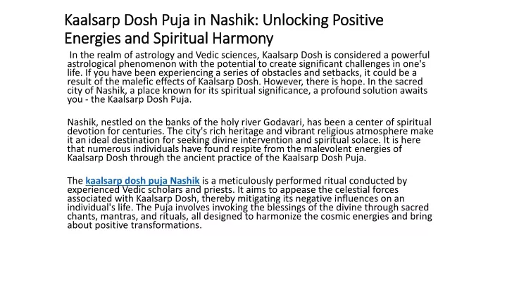 kaalsarp dosh puja in nashik unlocking positive energies and spiritual harmony