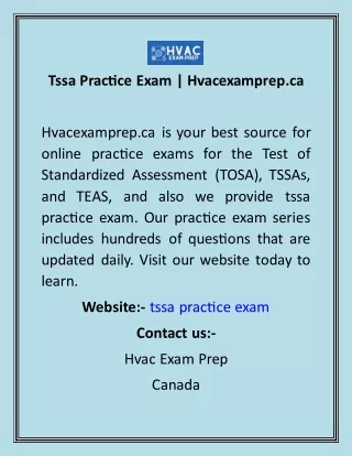 Tssa Practice Exam  Hvacexamprep.ca