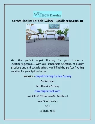 Carpet Flooring For Sale Sydney  Jacoflooring.com