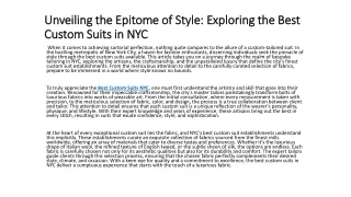 Unveiling the Epitome of Style: Exploring the Best Custom Suits in NYC