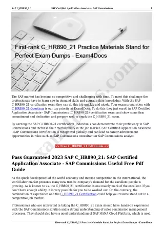 First-rank C_HR890_21 Practice Materials Stand for Perfect Exam Dumps - Exam4Docs