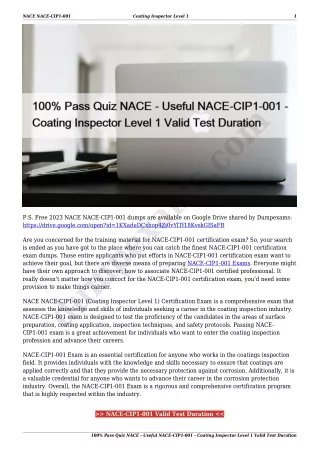 100% Pass Quiz NACE - Useful NACE-CIP1-001 - Coating Inspector Level 1 Valid Test Duration